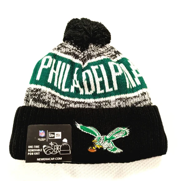 Philadelphia Eagles Kelly Green & Black Knit Beanie 🏈 NFL Winter Hat 🆕 - Picture 1 of 2